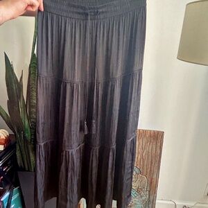 Joie black silky tiered maxi skirt